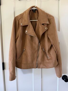 Torrid Camel Faux Suede Moto Jacket Size 1x